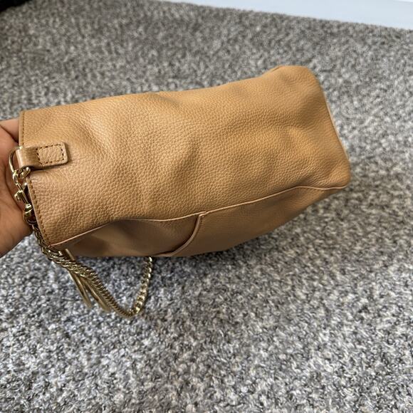 Thacker NY Camel Brown Leather O Ring Satchel Handbag Chain Strap Crossbody - Picture 6 of 9